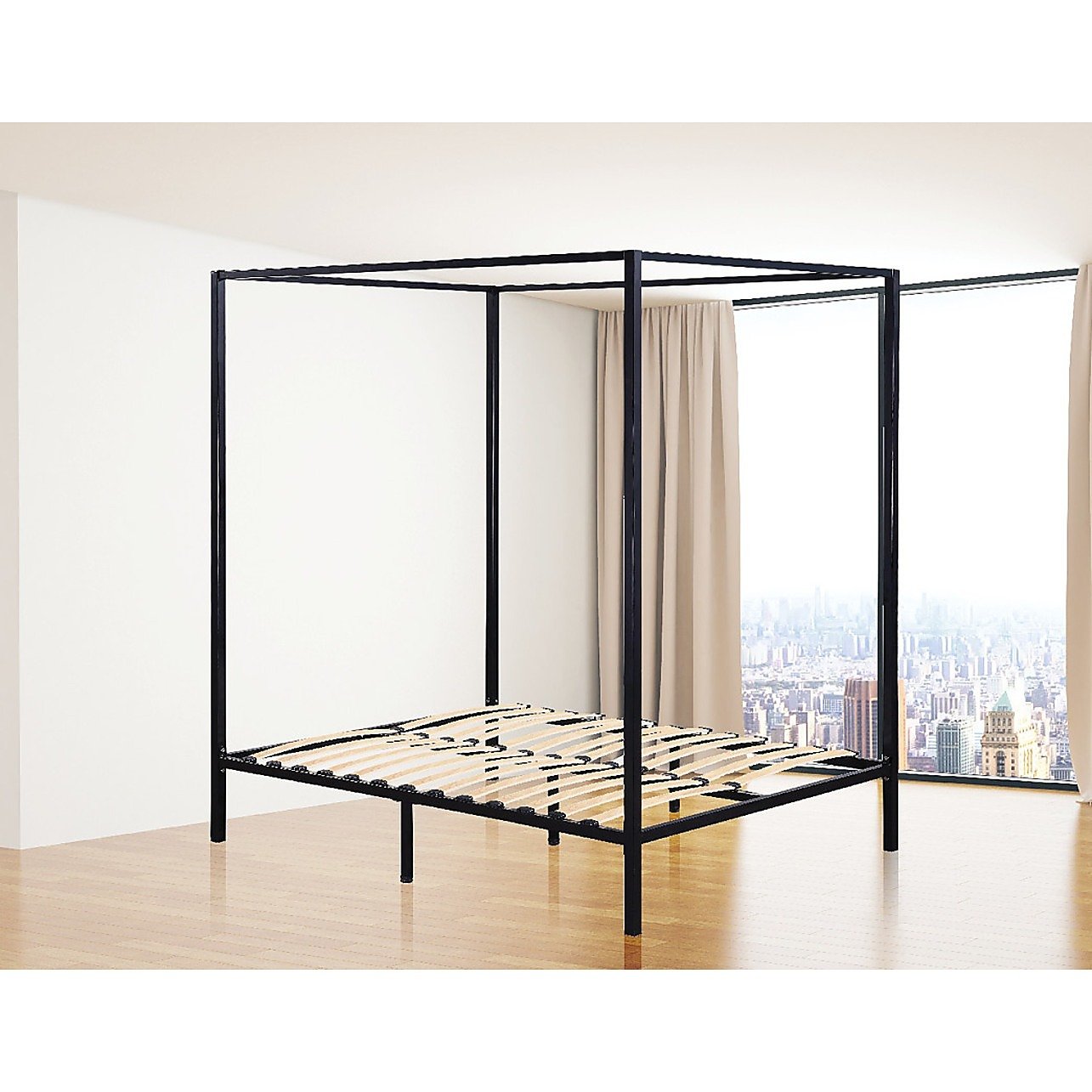 4 Four Poster Double Bed Frame - Black Main image