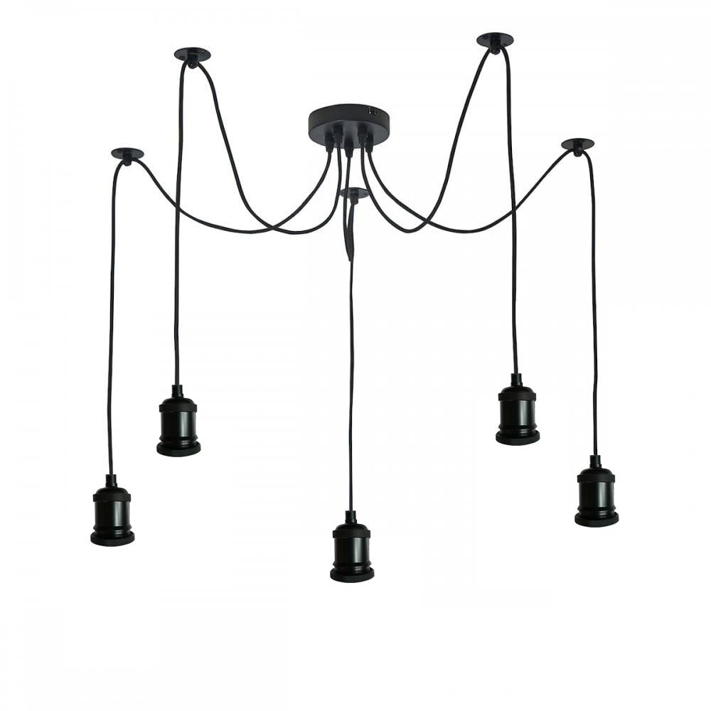 Spider Pendant Light Rubber cable Metal Lamp Holder Black finish~1122