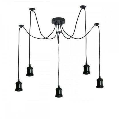 Spider Pendant Light Rubber cable Metal Lamp Holder Black finish~1122