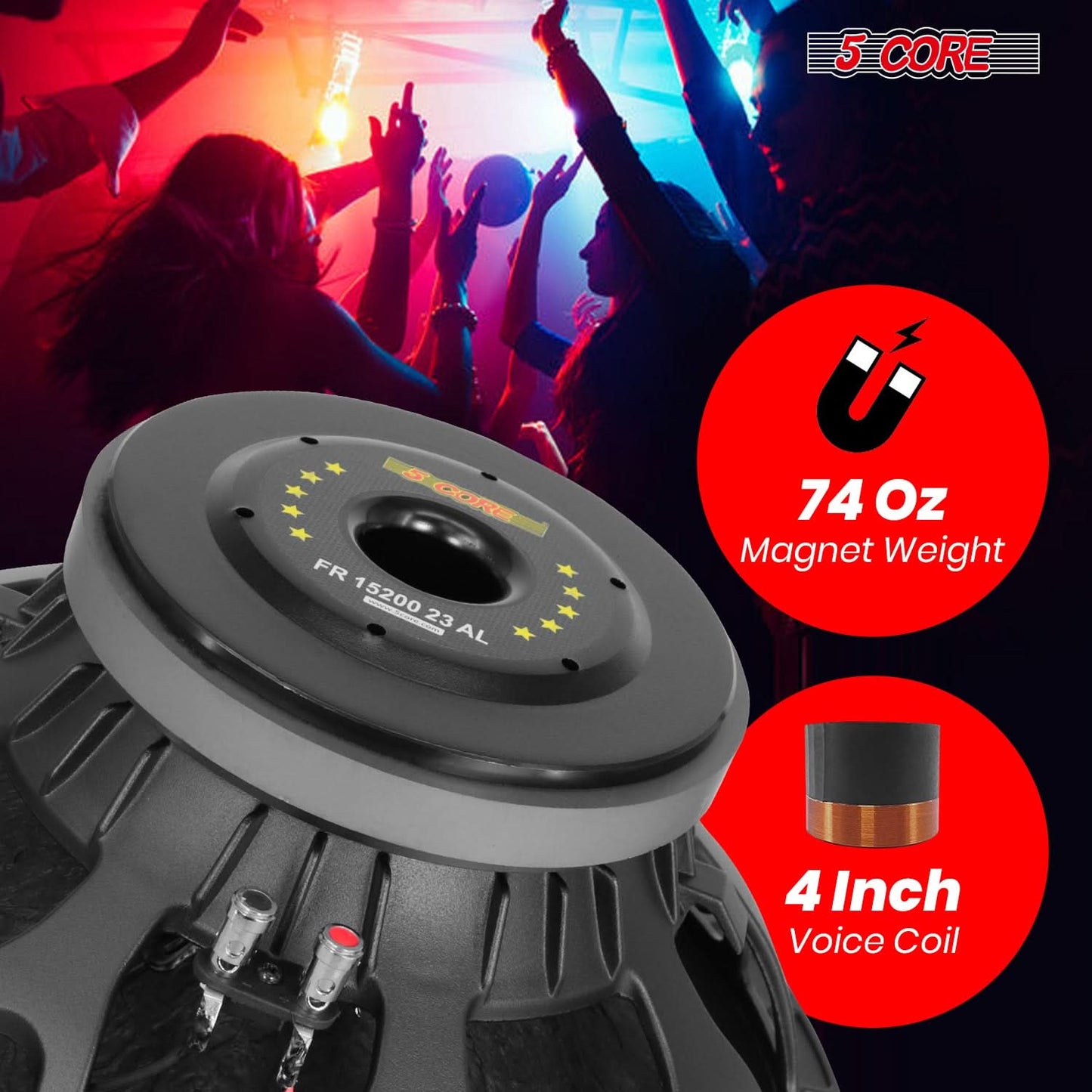 Speaker 2000W Peak 8 Ohm Full Range Replacement DJ Sub Woofer