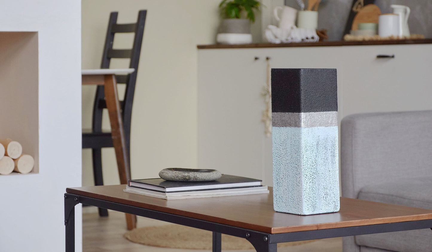 Stone imitation glass vase | Table vase 12 inch | Handpainted vase for