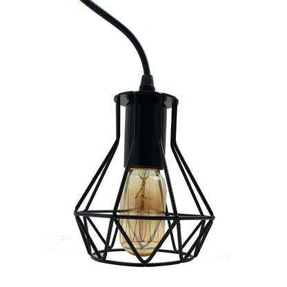 3 Head Rectangle Base Industrial Metal Cage Ceiling Pendant Light