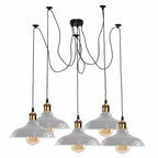 Vintage 5 Way Chandelier Spider Ceiling Fixture Metal Curvy Shade~3399
