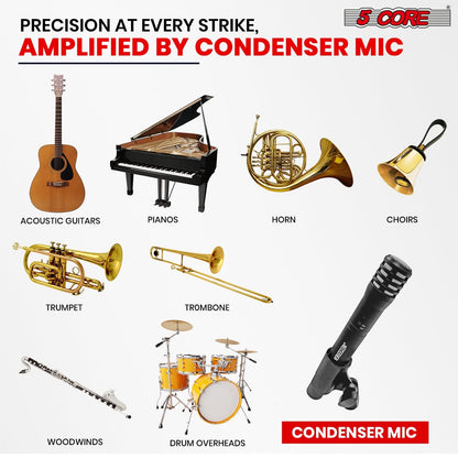 5Core Instrument Microphone Professional XLR Cardioid Pencil Stick