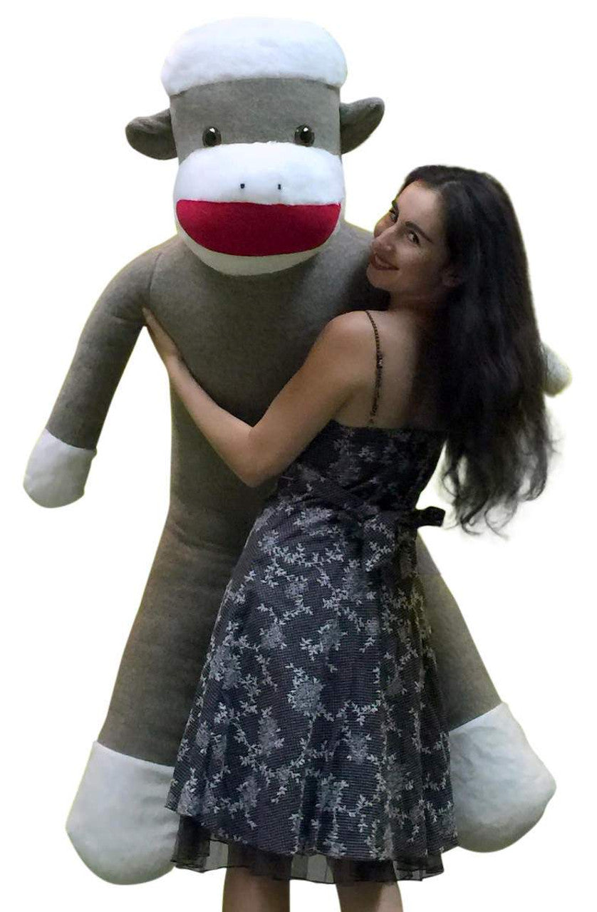 Big Plush 6 Foot Giant Sock Monkey Soft Huge Stuffed Animal Made in