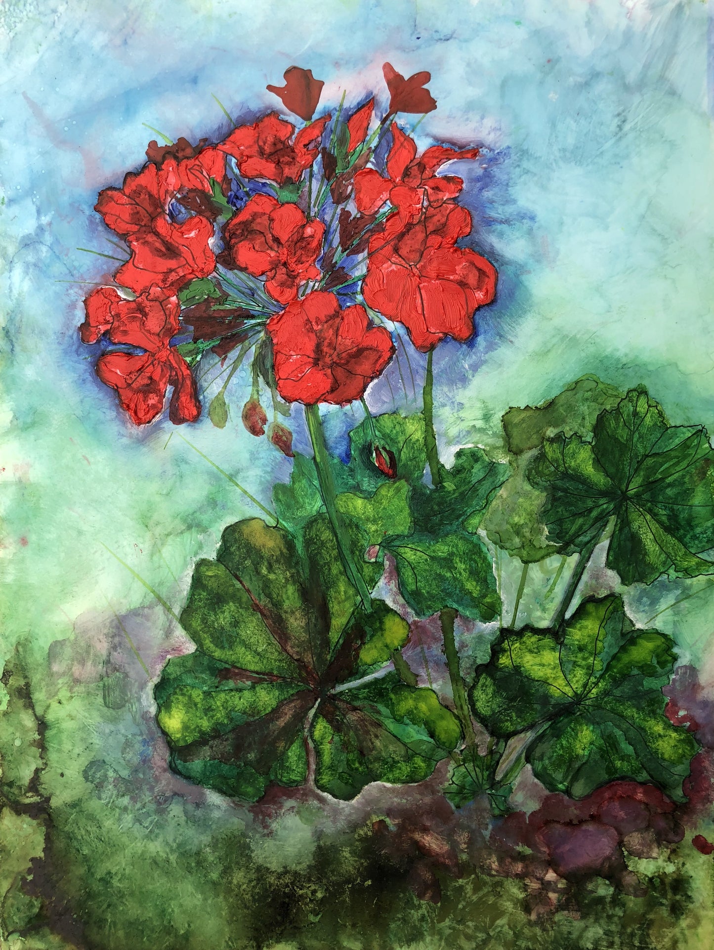 Geraniums : Original Painting