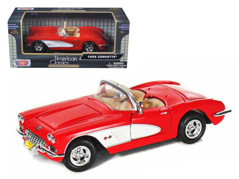 1959 Chevrolet Corvette Convertible Red 1/24 Diecast Model Car by