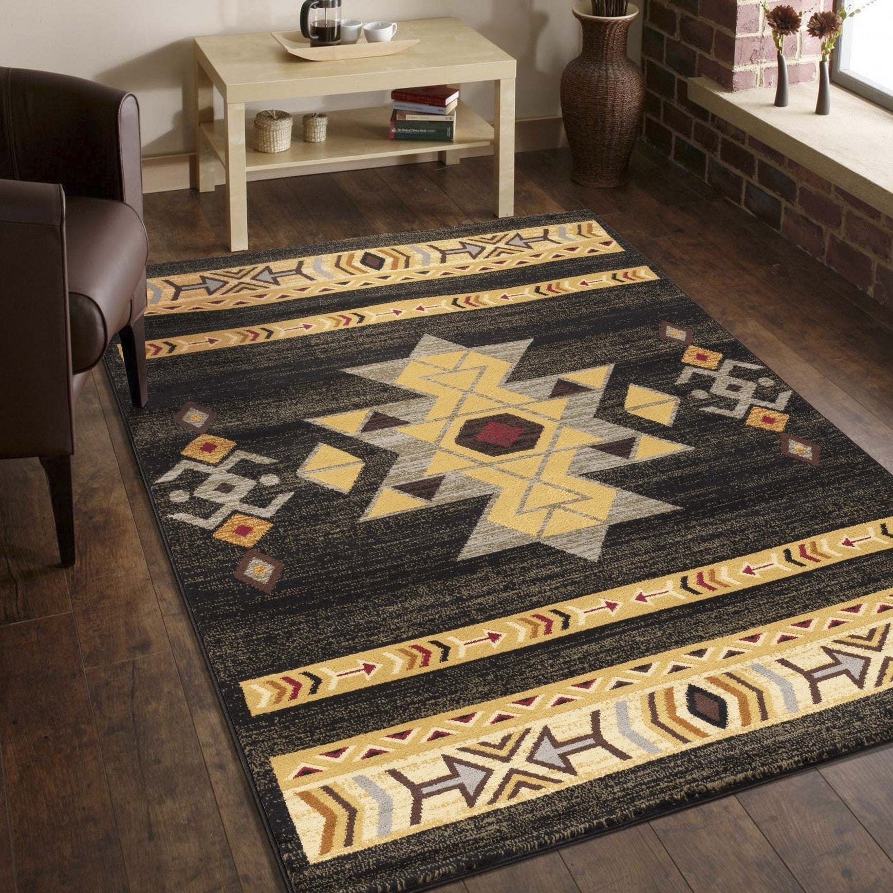Tribes Black 5 ft. 3 in. x 7 ft. 3 in. Southwest Area Rug Main image