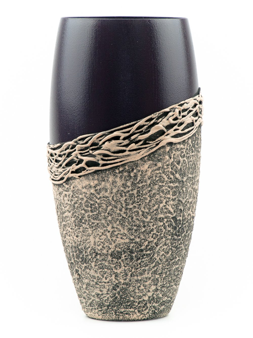 Handpainted Glass Vase for Flowers | Painted Art Glass Violet Oval Main image