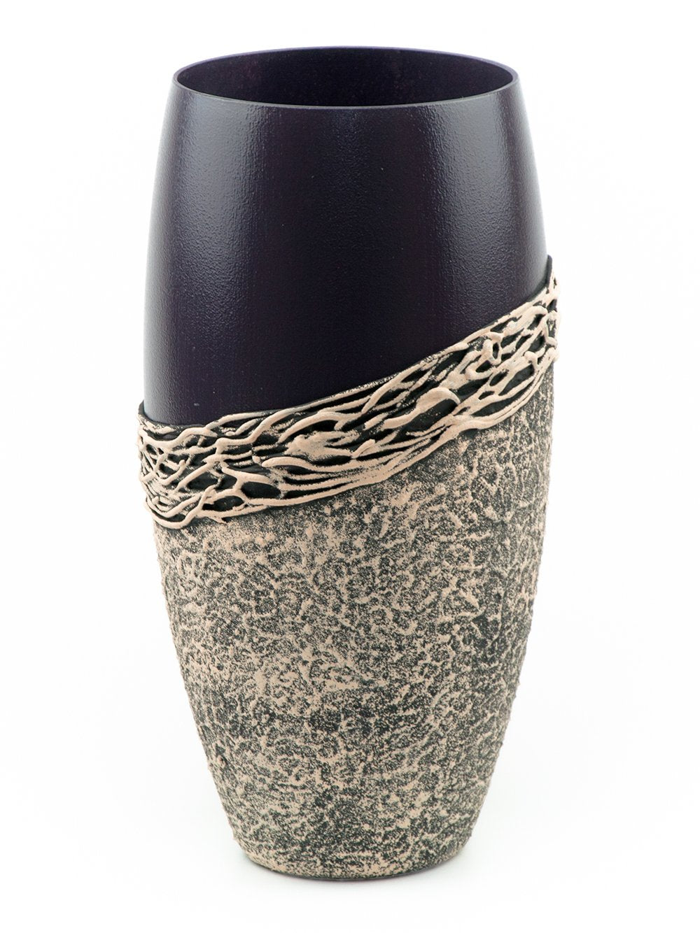 Handpainted Glass Vase for Flowers | Painted Art Glass Violet Oval Secondary image