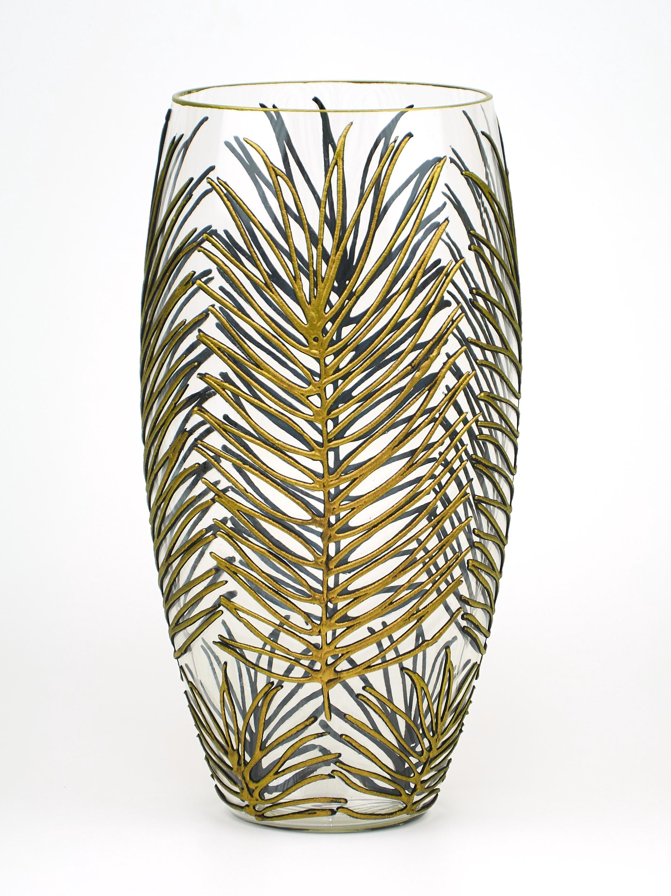 Handpainted Glass Vase for Flowers | Art Tropical Oval Vase | Interior Main image