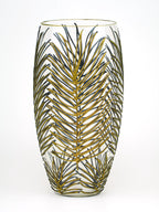 Handpainted Glass Vase for Flowers | Art Tropical Oval Vase | Interior