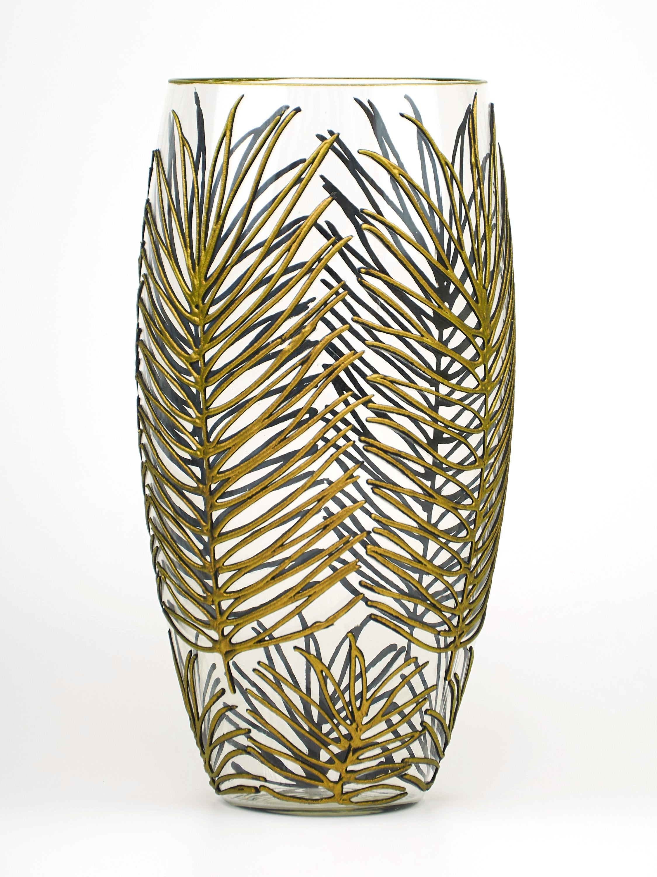 Handpainted Glass Vase for Flowers | Art Tropical Oval Vase | Interior Secondary image