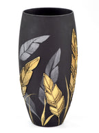 Handpainted Glass Vase for Flowers | Painted Art Glass Oval Vase |