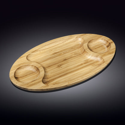 Bamboo 3 Section Platter 18" inch X 10" inch |For Appetizers /