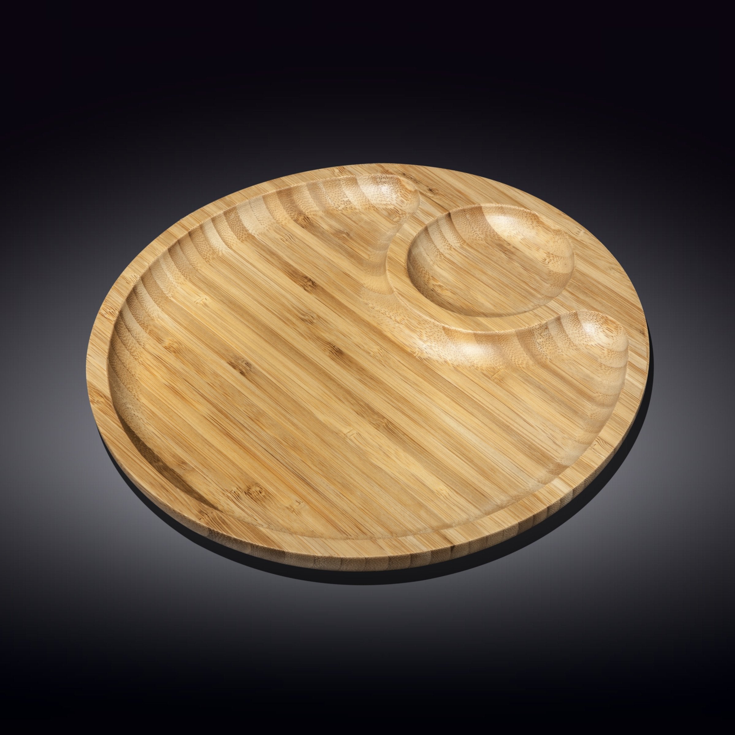 Bamboo Round 2 Section Platter 10" inch | For Appetizers / Barbecue / Secondary image