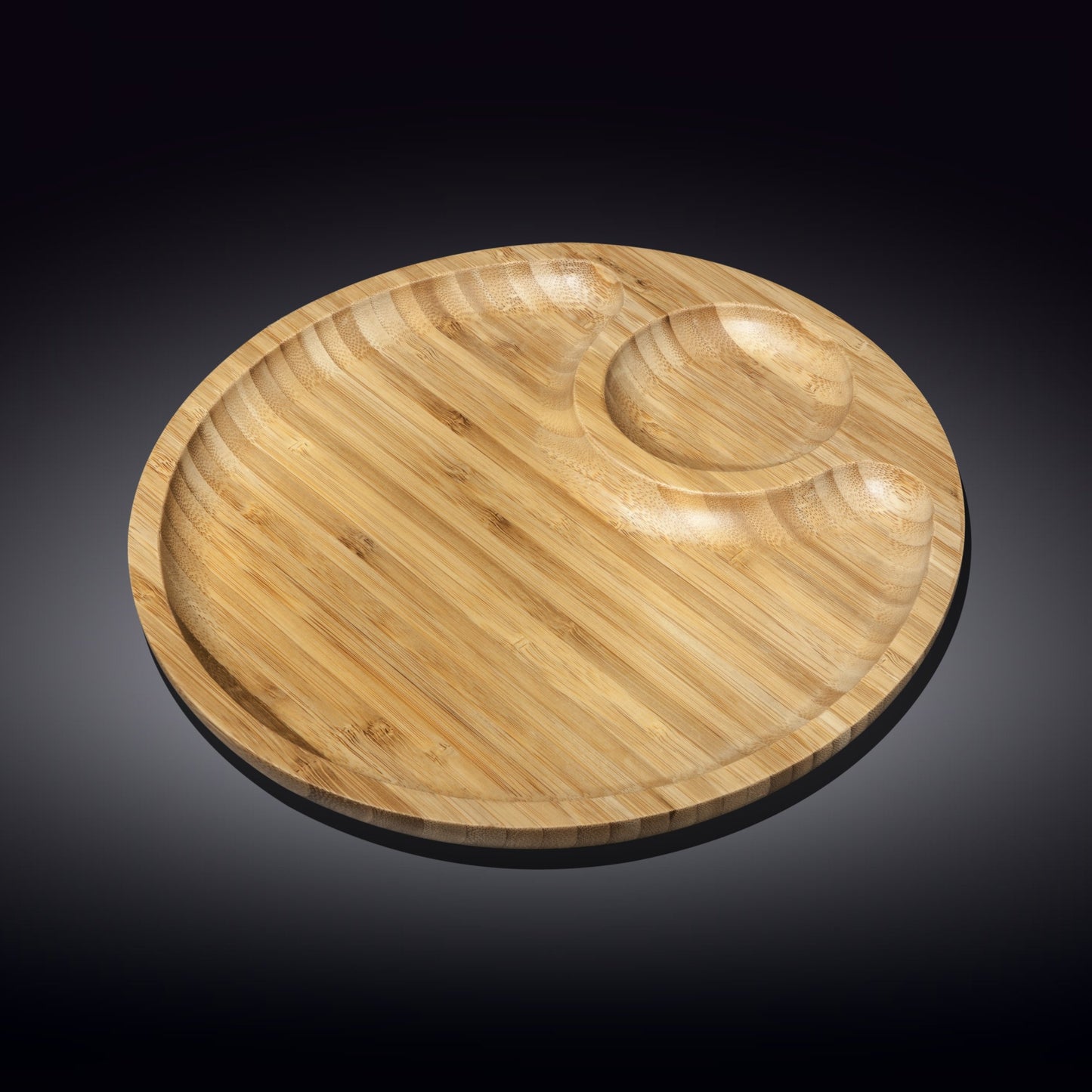 Bamboo Round 2 Section Platter 10" inch | For Appetizers / Barbecue /