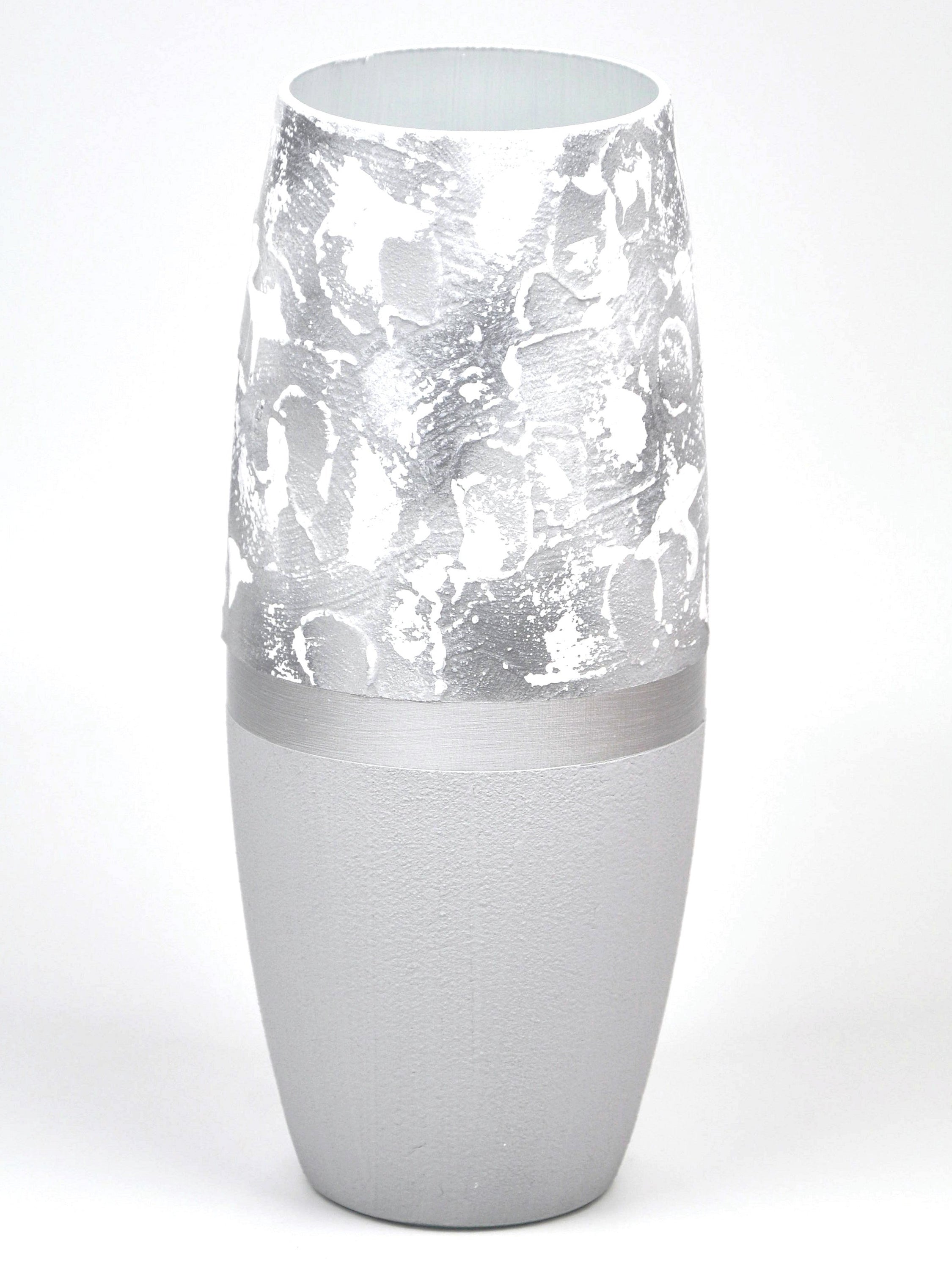 Marble Imitation Painted Art Glass Oval Vase for Flowers | Interior Secondary image