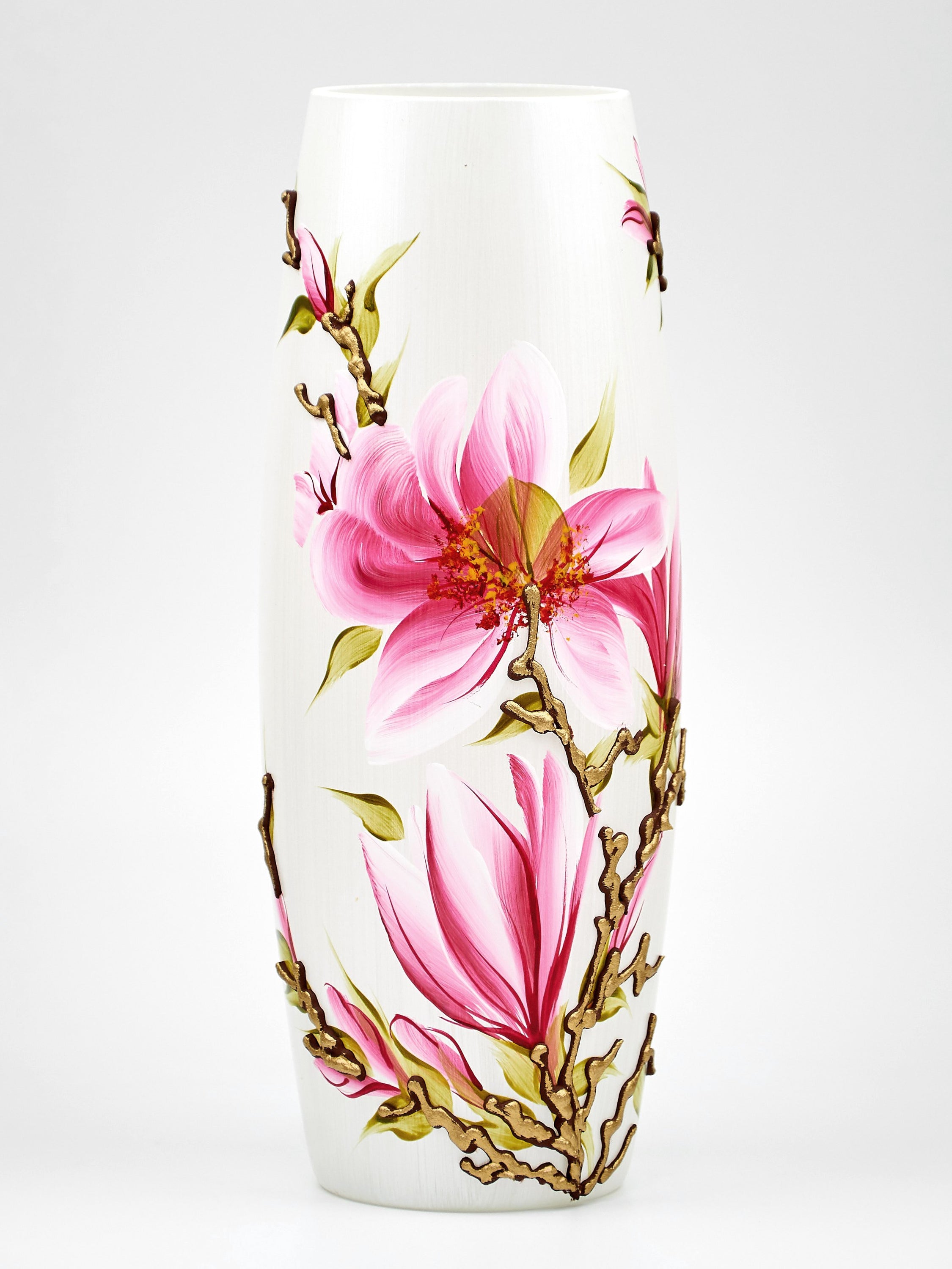 Handpainted Glass Vase for Flowers | Magnolia Oval Vase | Interior Main image