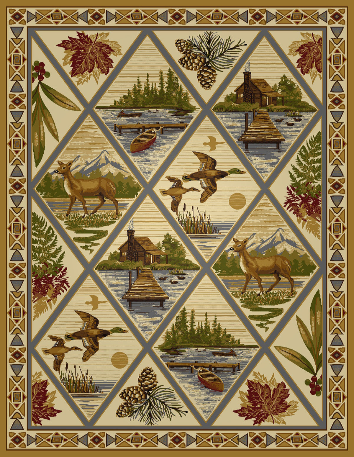 Woodland Cream 7 ft. 10 in. x 10 ft. 3 in. Lodge Area Rug Main image