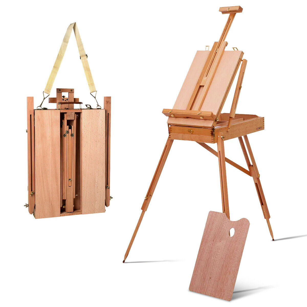 Tripod Art Folding Wooden Easel with Sketch Box Main image