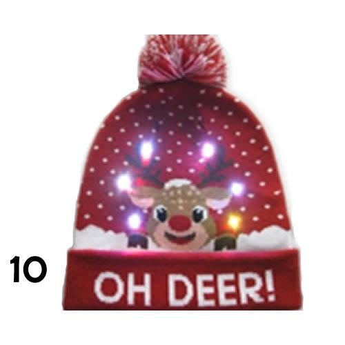 Pom Pom Party Holiday Hats With LED Lights