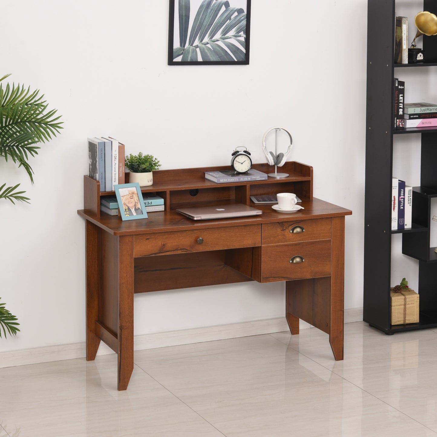 HOMCOM Computer Desk with Drawer,Storage Hutch,Home Office Writing