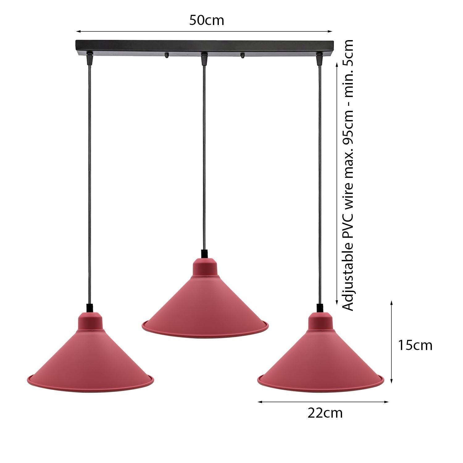 Retro Industrial Hanging Chandelier Ceiling Cone Shade pink colour Secondary image
