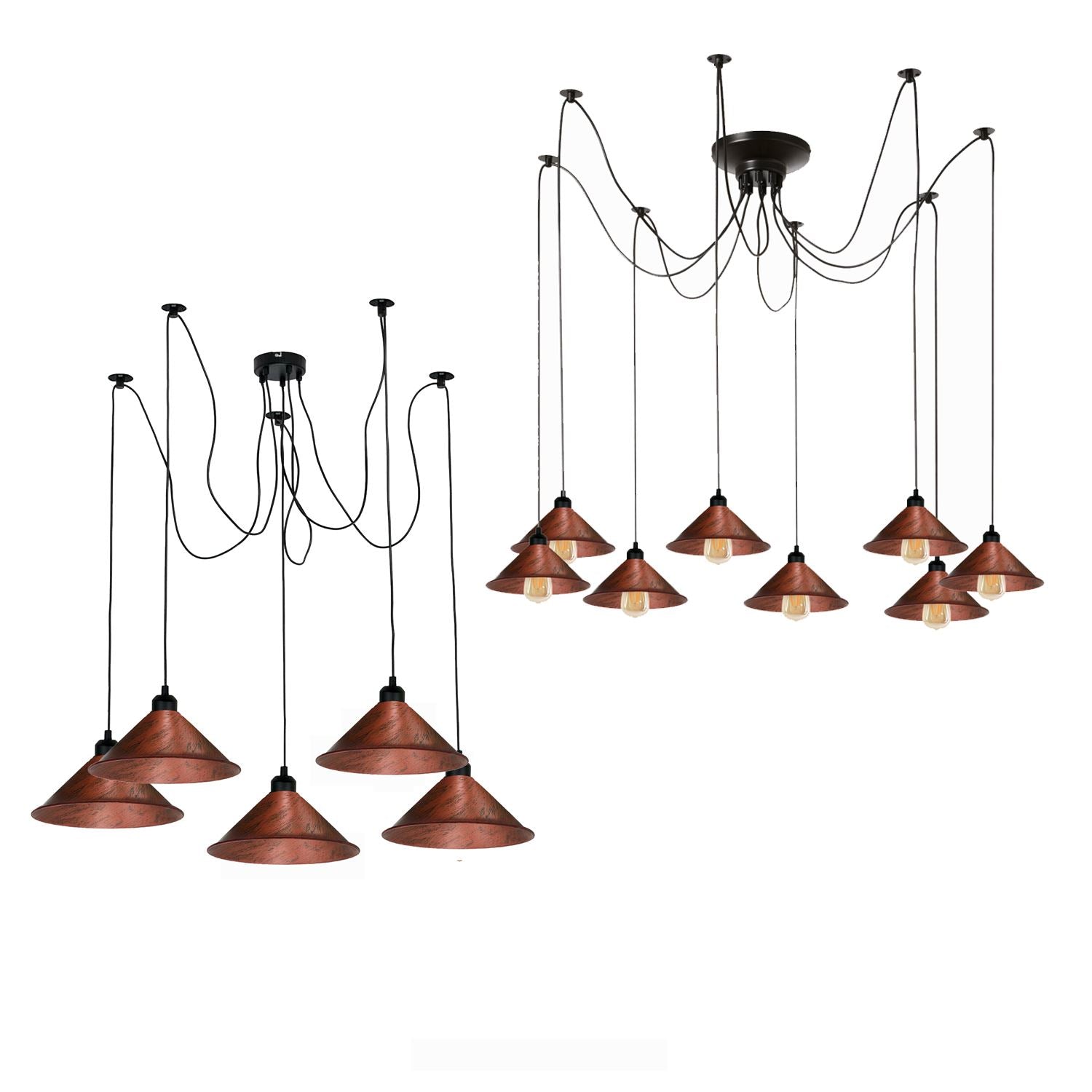 Modern Industrial Rustic Red Spider Metal Shade Hanging Light~3397 Main image