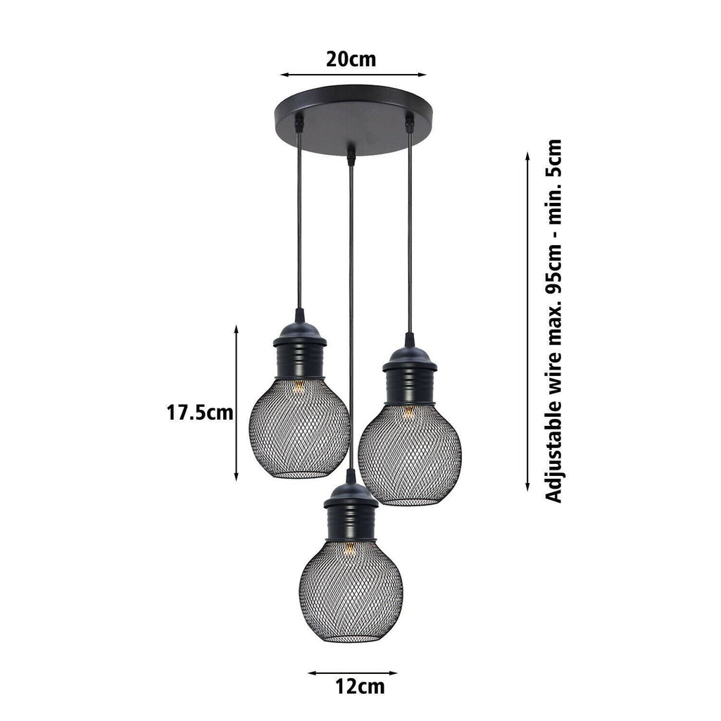 3Head Modern Vintage Industrial Retro Loft Cage Ceiling Lamp Shade