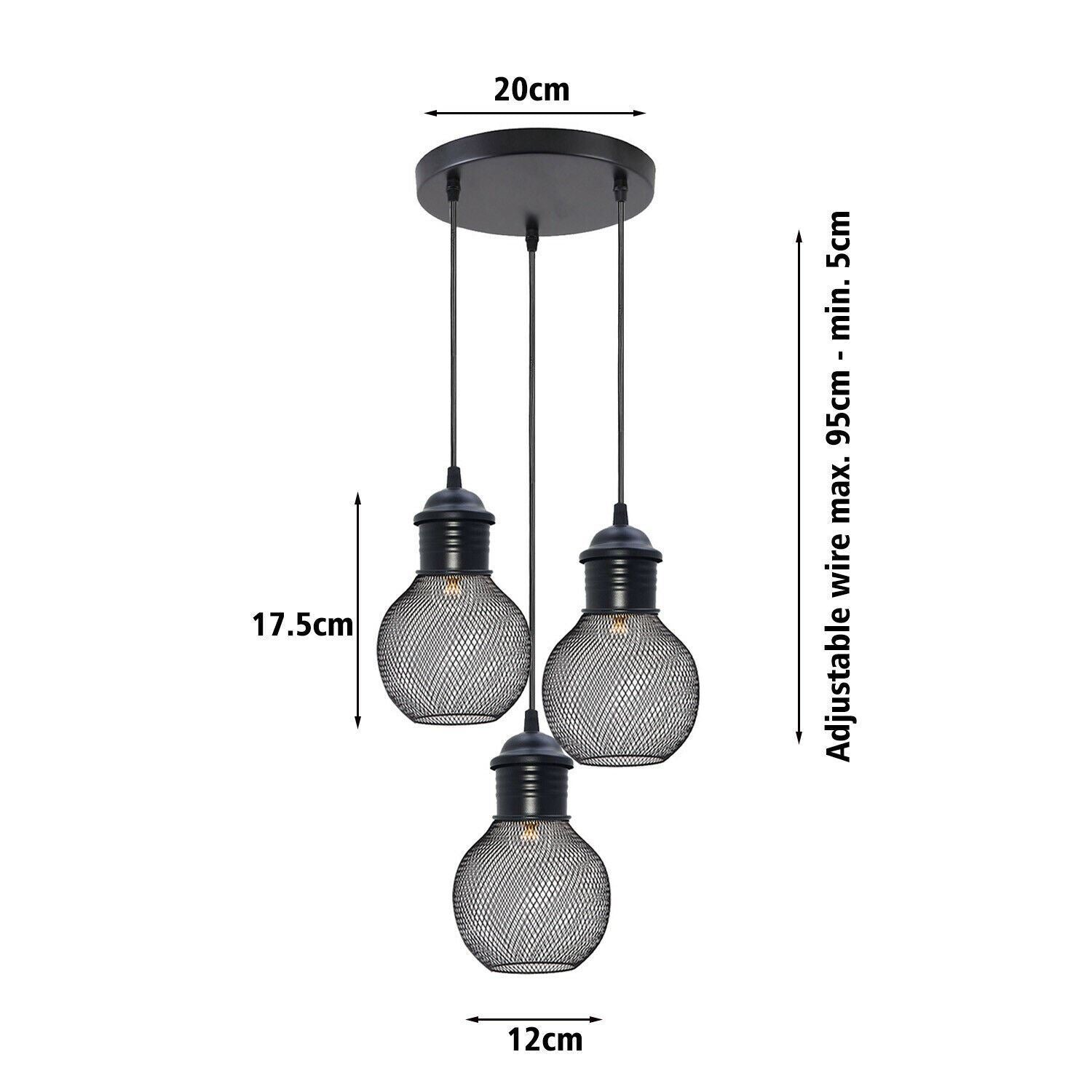 3Head Modern Vintage Industrial Retro Loft Cage Ceiling Lamp Shade
