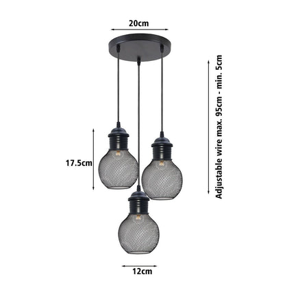 3Head Modern Vintage Industrial Retro Loft Cage Ceiling Lamp Shade