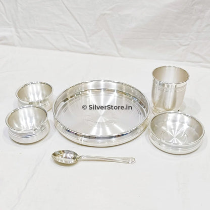 10" size - 999 Pure Silver Dinner Set / Thali Set - Ashapura Pattern With BIS Hallmark