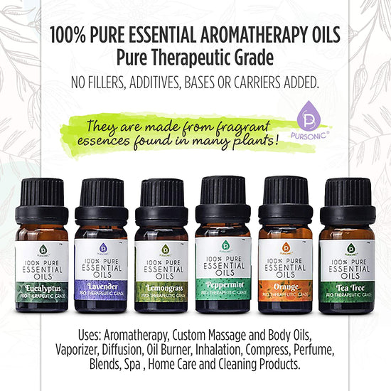 6 Pack of 100% Pure Essential Aromatherapy Oils