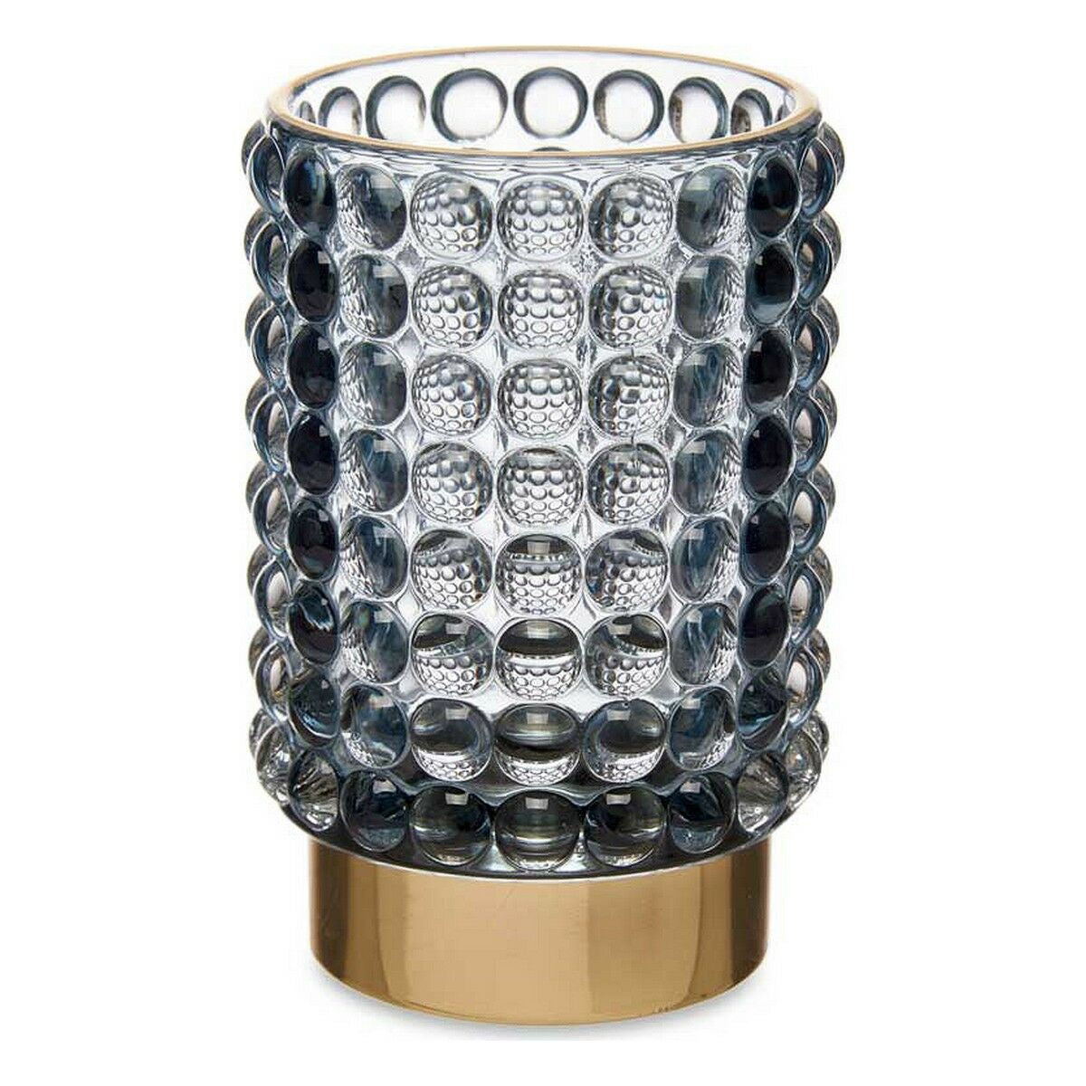 Candleholder Points Blue Golden Glass (8,5 x 12,5 x 8,5 cm) Main image
