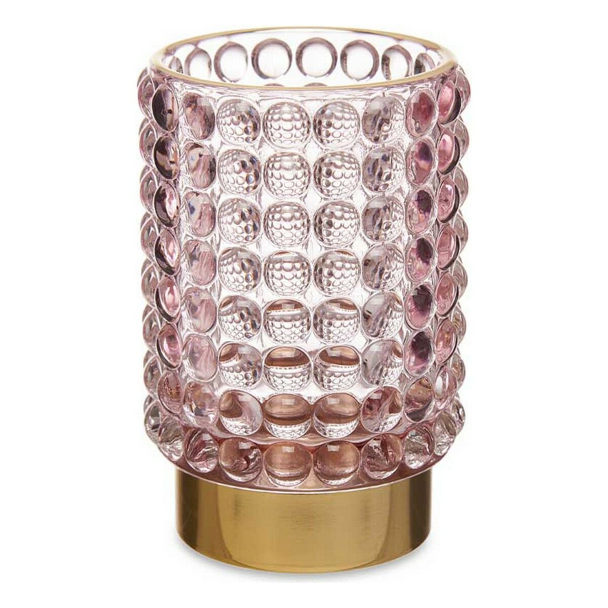 Candleholder Points Pink Golden Glass (8,5 x 12,5 x 8,5 cm) Main image