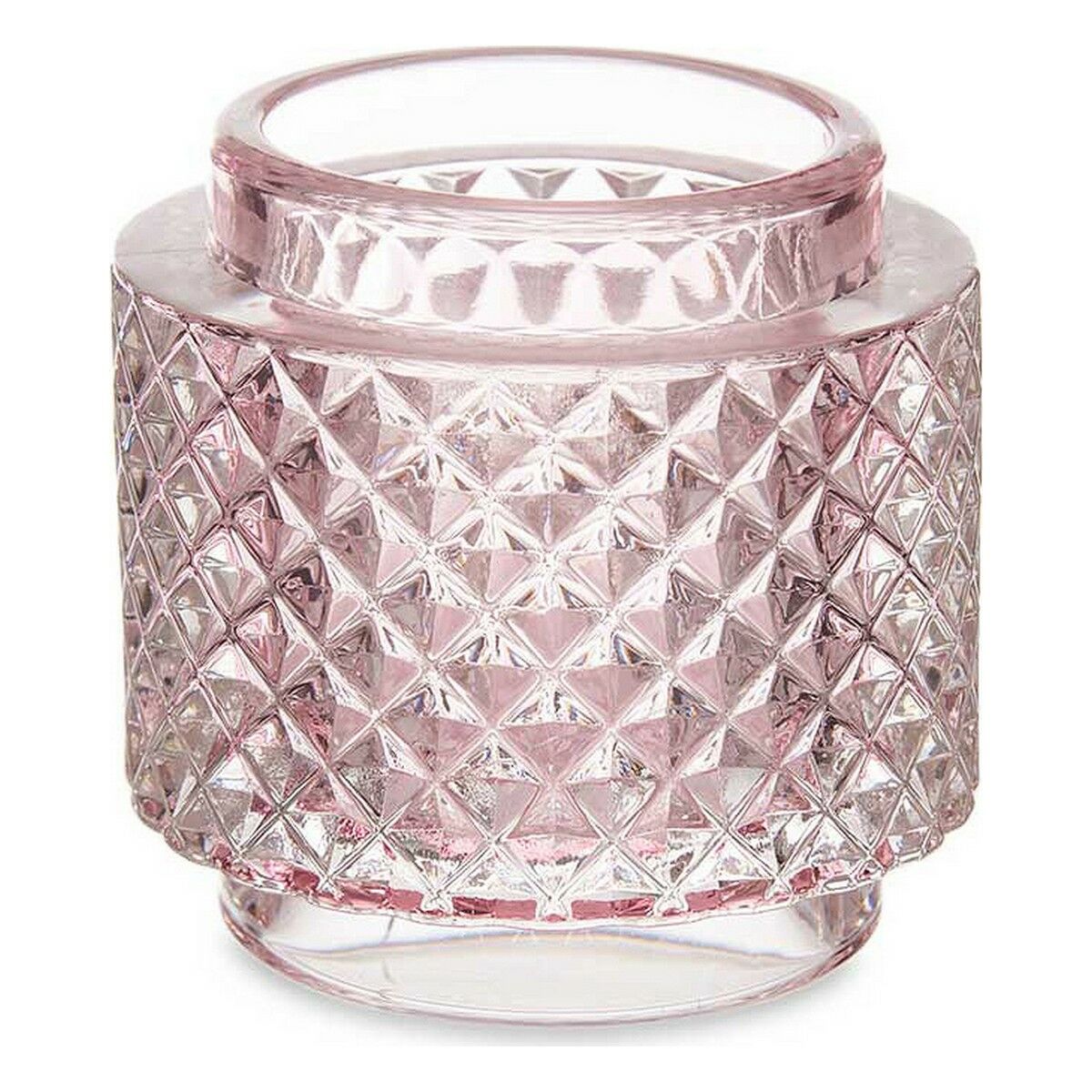 Candleholder 9 x 8,8 x 9 cm Pink Glass Main image