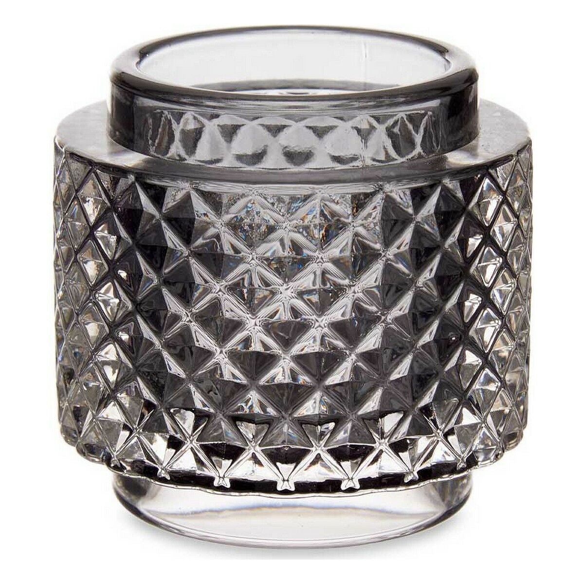 Candleholder 9 x 8,8 x 9 cm Grey Glass Main image