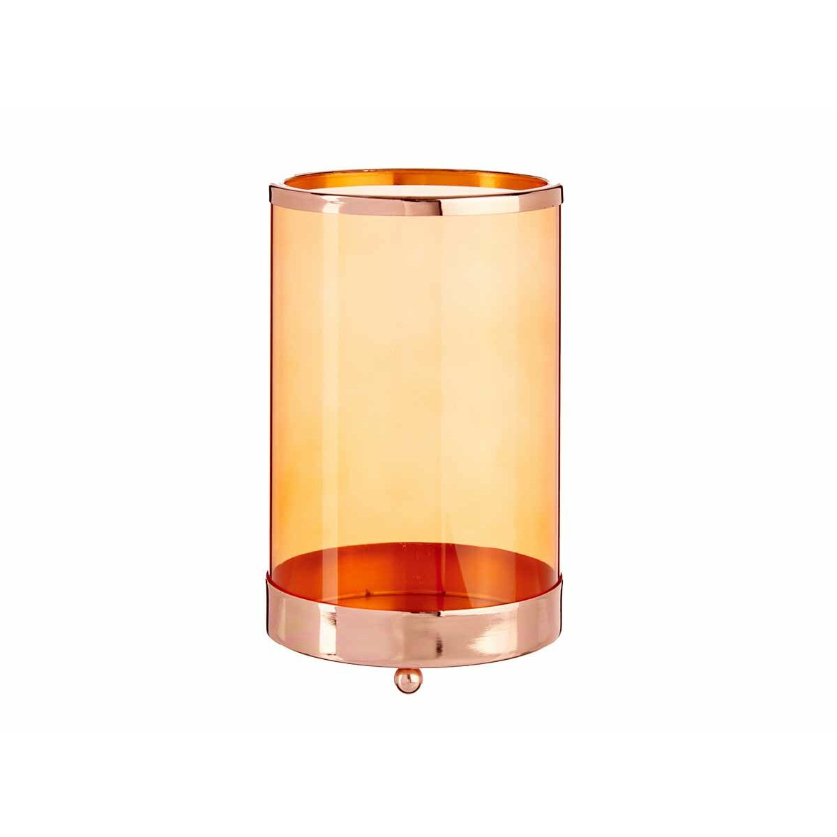 Candleholder Copper Amber Cylinder 12,2 x 19,5 x 12,2 cm Metal Glass Main image