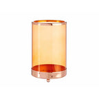 Candleholder Copper Amber Cylinder 12,2 x 19,5 x 12,2 cm Metal Glass