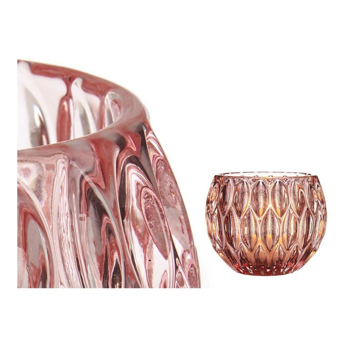 Candleholder Hexagonal 11 x 9 x 11 cm Crystal Pink Secondary image