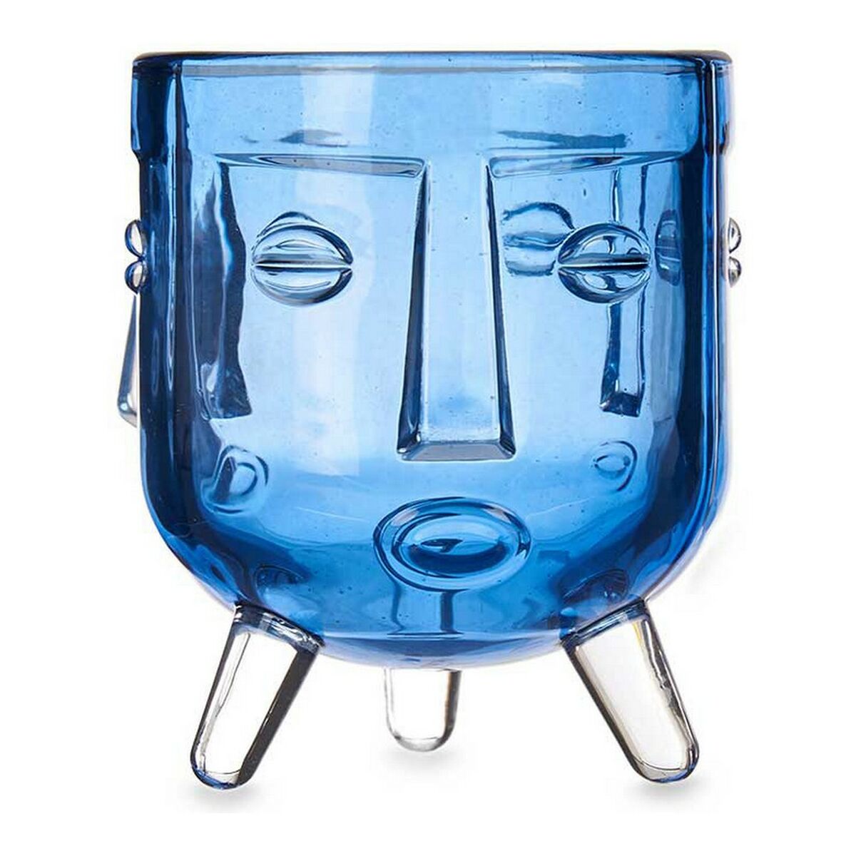 Candleholder Face Crystal Blue 7,8 x 8,8 x 7,8 cm Main image