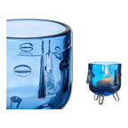Candleholder Face Crystal Blue 7,8 x 8,8 x 7,8 cm