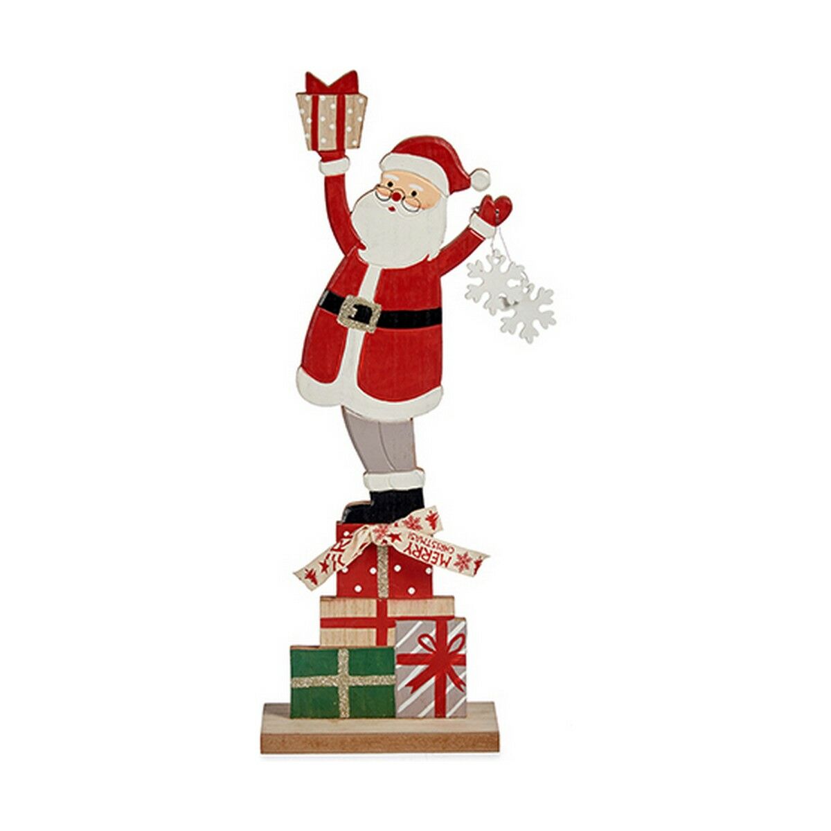 Decorative Figure Red Father Christmas 7 x 40 x 14 cm Grey Wood White Main image