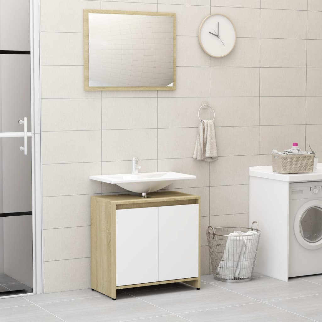 Bathroom Furniture Set White Chipboard