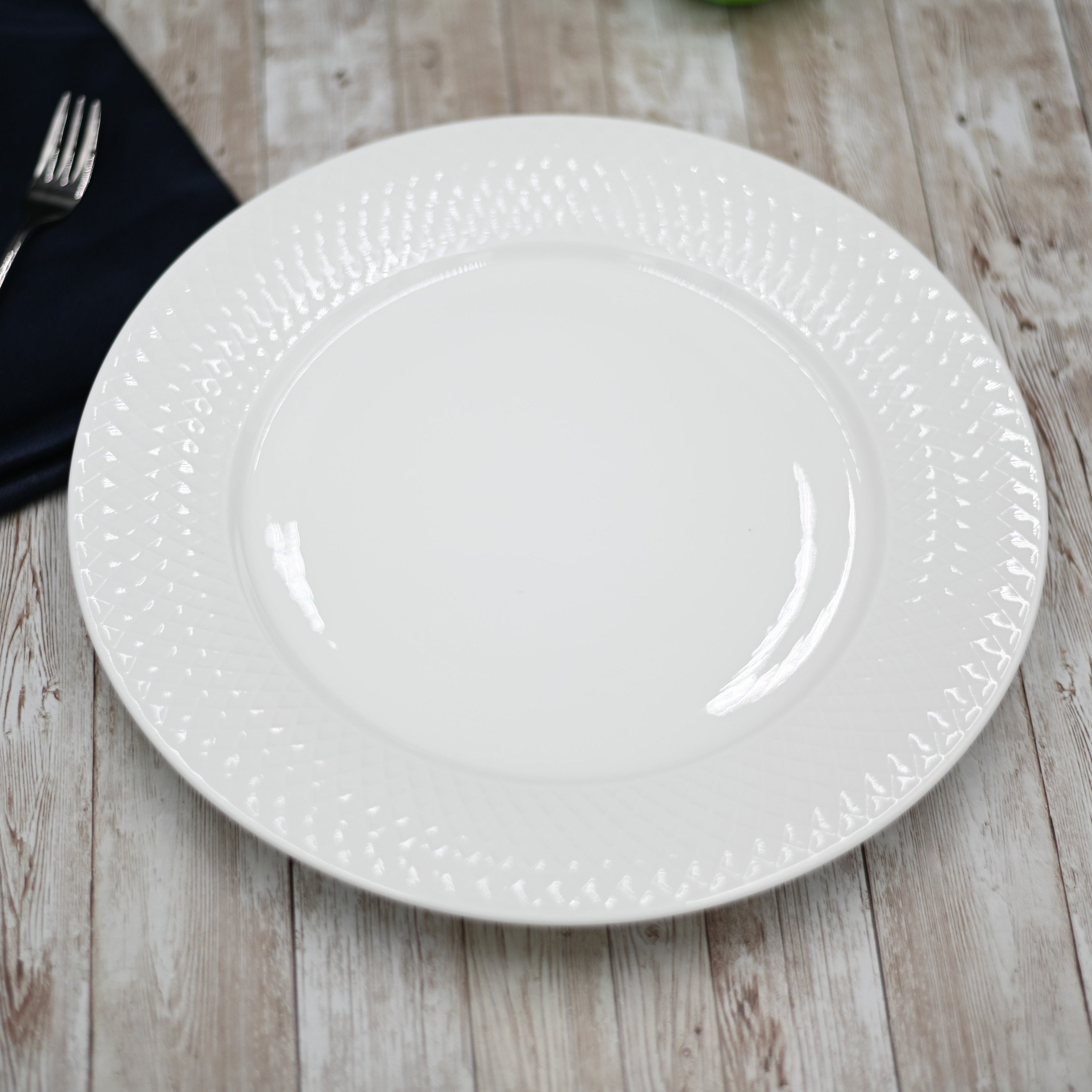White Dinner Plate With Embossed Wide Rim 10" inch | Set Of 6 In Gift Secondary image