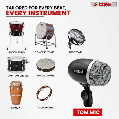 5Core Tom Snare Mic Cardioid Dynamic Microphone for Drum Kit