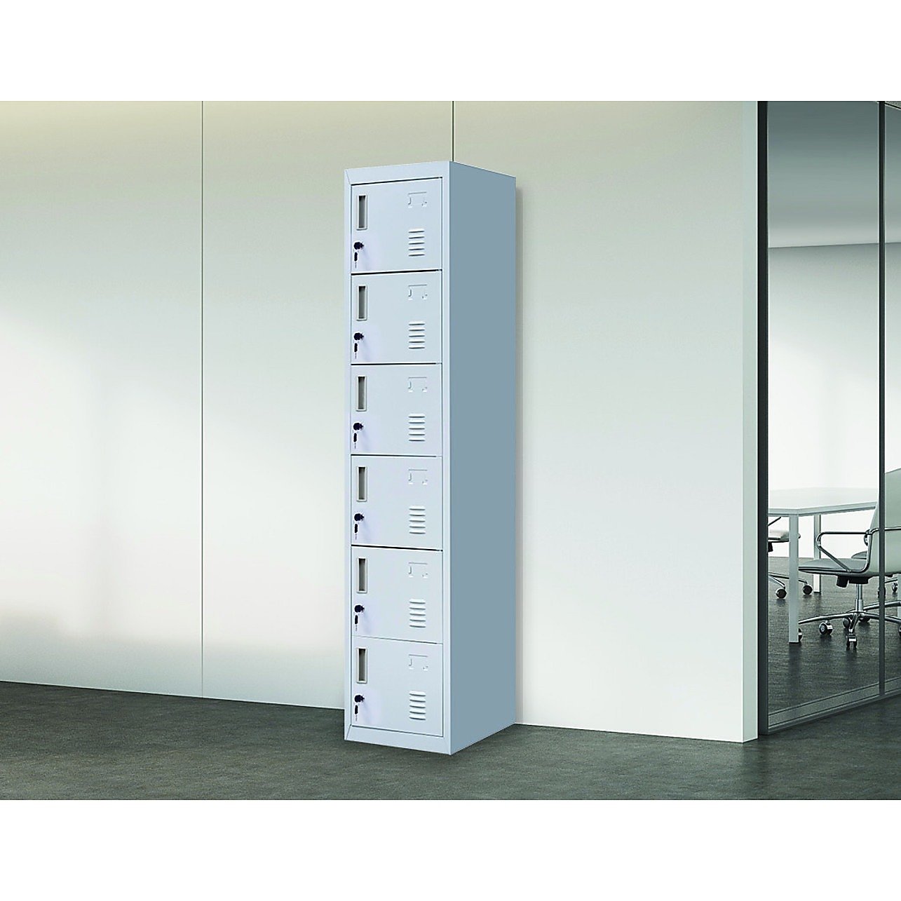 Grey 6-Door Locker for Office Gym Shed School Home Storage - Standard Main image