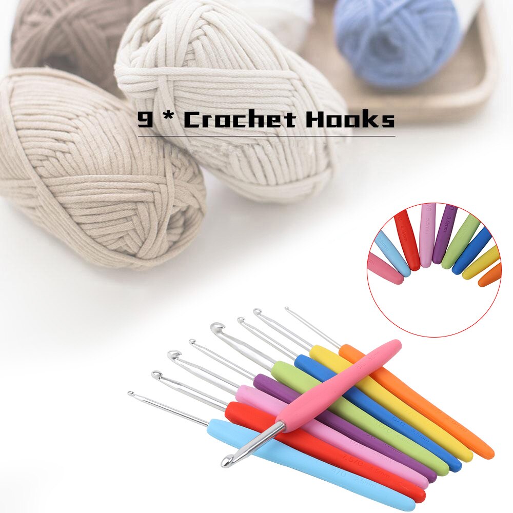 9 Pcs Multicolor Handle Knitting Needles Mixed