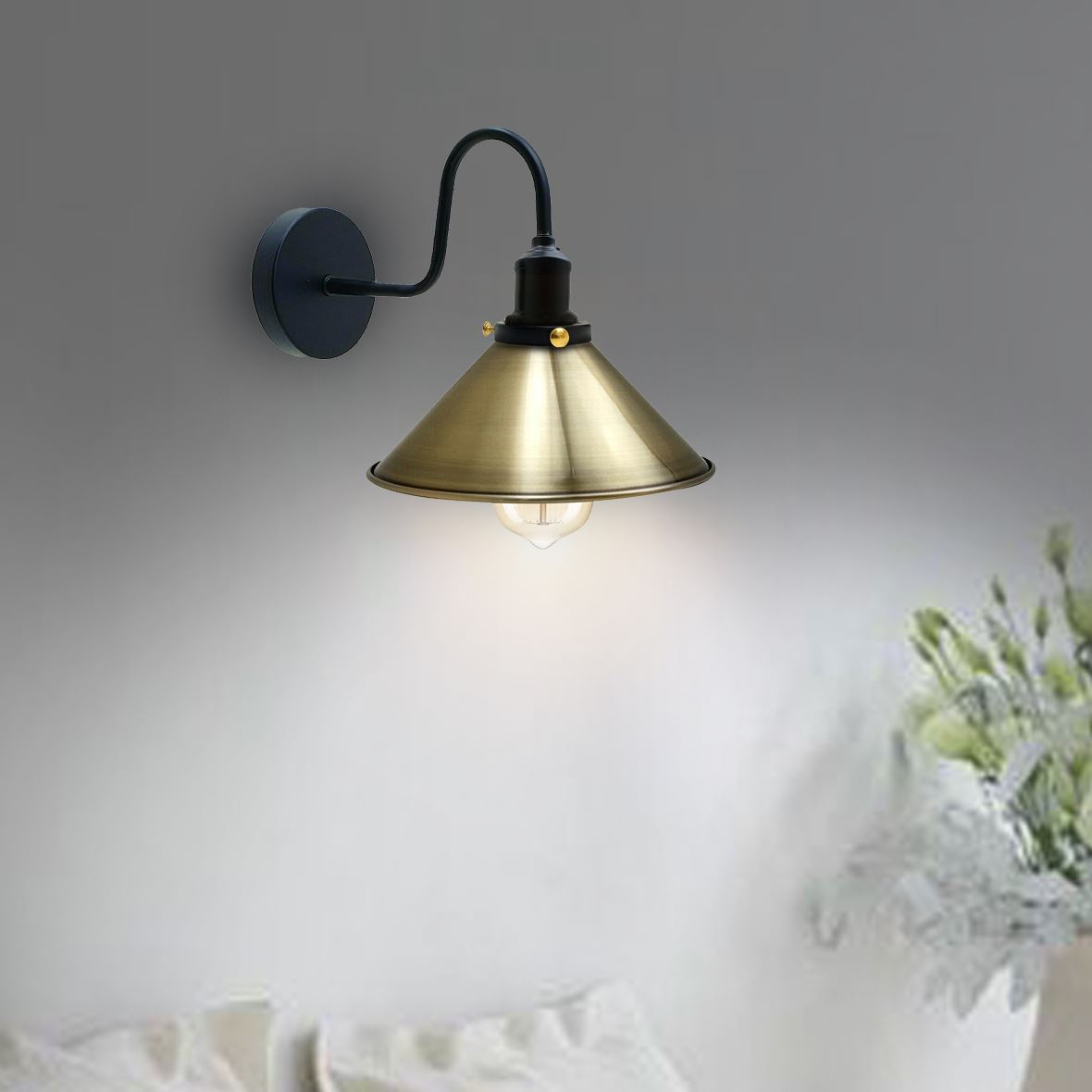 Vintage Industrial Metal Cone Shade Lighting Indoor Wall Sconce Light Secondary image